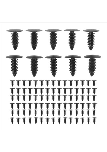 100X Plastik Tampon Bağlantı Elemanı Perçin Klipsleri Otomotiv Mobilya Montaj Genişleme Vidaları Kiti Otomatik Gövde Klipsleri Siyah (Yurt Dışından)