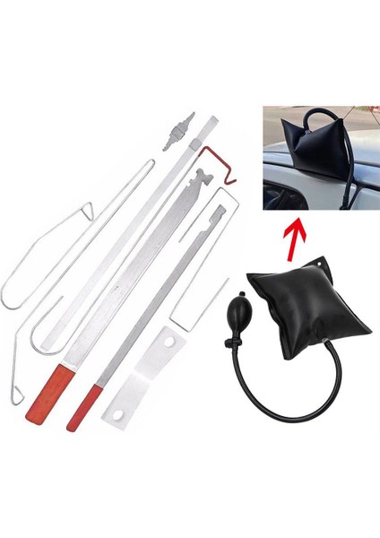 Araba Kapısı Kilit Çıkış Acil Durum Açık Kilidi Anahtar Araçlar Kit + Siyah Hava Pompası Universal (Yurt Dışından)