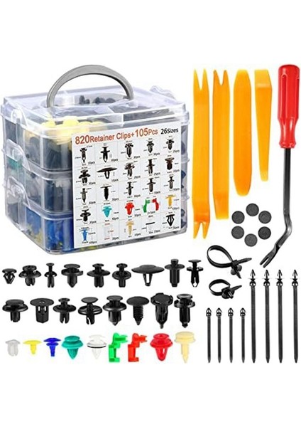 925PCS Araba Tampon Tutucu Klipsler Plastik Perçinler Bağlantı Elemanları Tutucu Çubuk Klips 26 Boyut (Yurt Dışından)