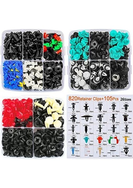 925PCS Araba Tampon Tutucu Klipsler Plastik Perçinler Bağlantı Elemanları Tutucu Çubuk Klips 26 Boyut (Yurt Dışından) fiyatları