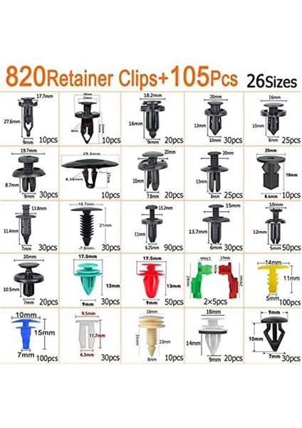 925PCS Araba Tampon Tutucu Klipsler Plastik Perçinler Bağlantı Elemanları Tutucu Çubuk Klips 26 Boyut (Yurt Dışından) modelleri