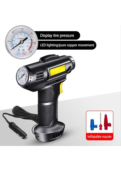 Lastik Şişman Hava Kompresörü Taşınabilir Araç Pompası Basınç Göstergesi ile Lastik Pompası 150PSI Taşınabilir Hava Pompası Araba Bisikleti Spor Topu (Yurt Dışından) fiyatları