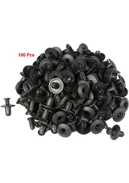 100 Adet Siyah Araba Çamurluk Plastik Perçin Tutturucusu 8mm Çaplı Delik (Yurt Dışından)