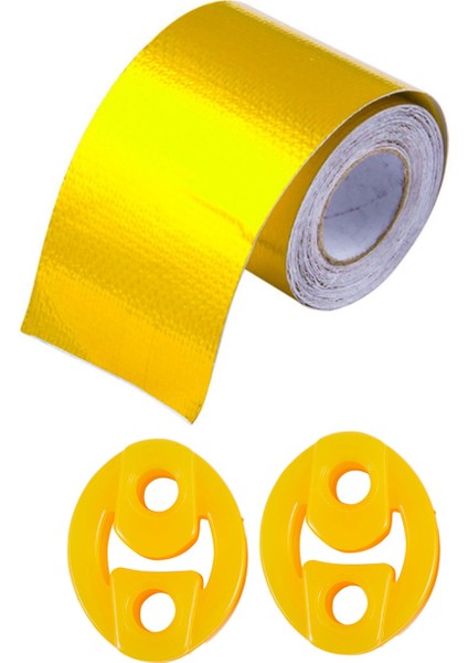 3 Pcs Aksesuarları Kauçuk 2 Delik Yarış Arabası Susturucu Egzoz Askı Burcunu 2 Adet ve 1 Adet Altın Termal Bandı Yansıtıp (Yurt Dışından)