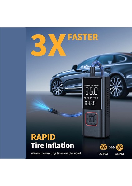 Taşınabilir Lastik Şişiricisi-Otomatik Kapatma Led&#39 Si Işık TIP-C-6000MAH ile 150PSI Kablosuz Hava Kompresörü (Yurt Dışından) modelleri