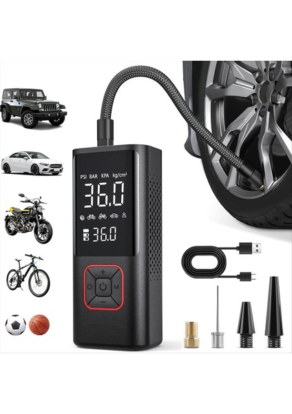 Taşınabilir Lastik Şişiricisi-Otomatik Kapatma Led&#39 Si Işık TIP-C-6000MAH ile 150PSI Kablosuz Hava Kompresörü (Yurt Dışından) fırsatları