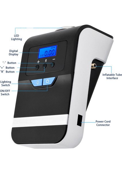 Fahren 12V Dc Taşınabilir Hava Kompresör Pompası Araba Kamyon Bisiklet Basketbol Için Acil LED Aydınlatma ile 150 Psi Dijital Lastik Şişiriciye (Yurt Dışından) fiyatları