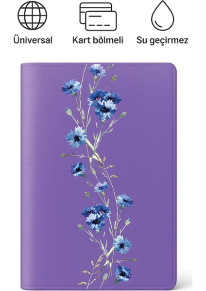 Pasaport Kılıfı Pasaportluk Desenli Pasaport Kabı Su Geçirmez Orkide