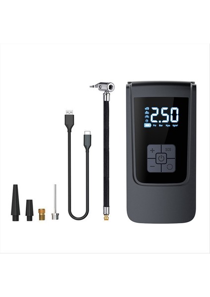 Dijital Ekran Hava Kompresörü Lastik Şişiricisi Kablosuz Araç Bisiklet Lastik Hava Pompası Taşınabilir Enflasyon Pompası A (Yurt Dışından)