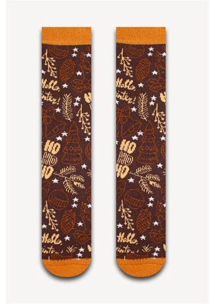 Kahvarengi Noel Süsler Havlu Çorap