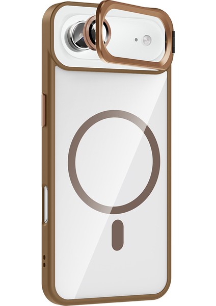 iPhone 17 Air Kılıf Standlı ve Kamera Lens Hediyeli M-Safe Şarj Özellikli Zore Etro Kapak - Desert T indirimleri