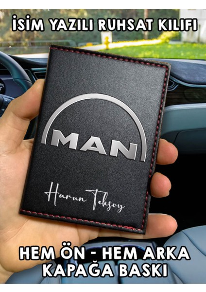Man Ön Arka Baskılı Oto Araç Ruhsat Kabı Kartlık Deri Isim Yazılı Kişiye Özel Cüzdan
