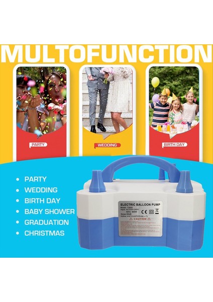 Hava Balon Pompası Taşınabilir Çift Nozul Elektrikli Balon Şişiricisi Parti Dekoru Dolgu Balonları 600W Eu Fiş B (Yurt Dışından) fiyatları