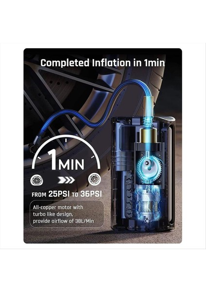Mini Araç Hava Pompası Dijital Lastik Şişiricisi Taşınabilir Araç Hava Kompresör Pompası Otomatik Araç Motosiklet Bisiklet Lastiği Şişirilebilir (Yurt Dışından)