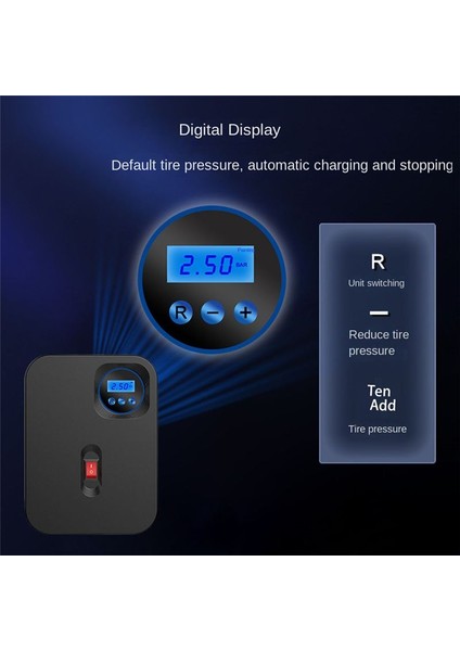 Araç Şişirici Pompası Lastik Şişman Pompası Hava Kompresör Pompası Araç Bisiklet Motosiklet Lastik Şişiricisi Dijital Ekran (Yurt Dışından) fiyatları