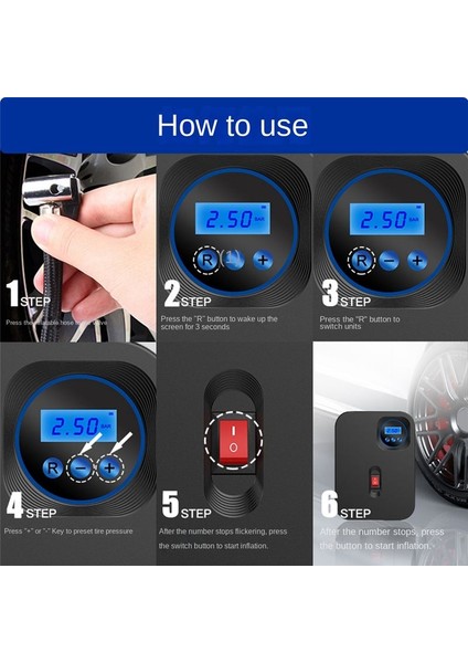 Araç Şişirici Pompası Lastik Şişman Pompası Hava Kompresör Pompası Araç Bisiklet Motosiklet Lastik Şişiricisi Dijital Ekran (Yurt Dışından) modelleri