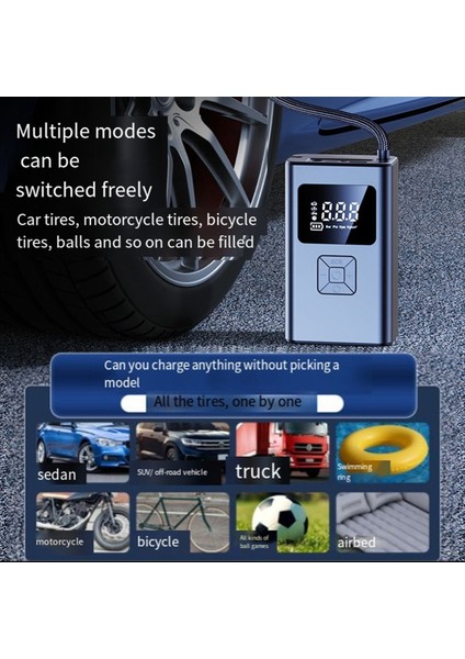 4000MAH Taşınabilir Araba Hava Kompresörü 150PSI Elektrik Kablosuz Hava Pompası Lastik Şişiricisi Pompası Motosiklet Bisiklet Araba Topu (Yurt Dışından) fiyatları