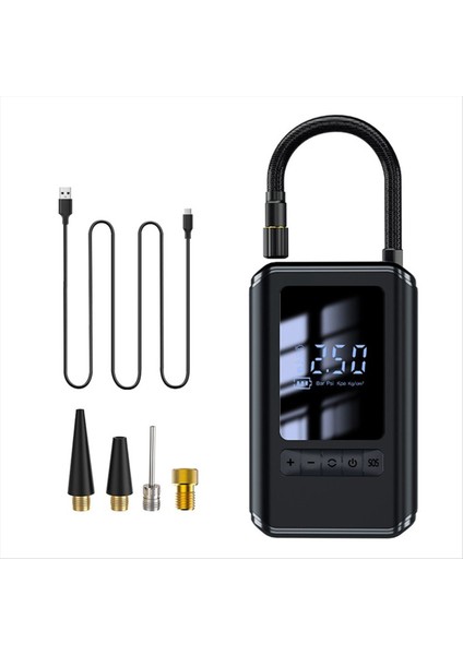 Taşınabilir Hava Pompası El Tipi Kablosuz Şarj Dijital Ekran Otomobiller ve Motosikletler Için Çok Fonksiyonlu Lastik Pompası (Yurt Dışından)