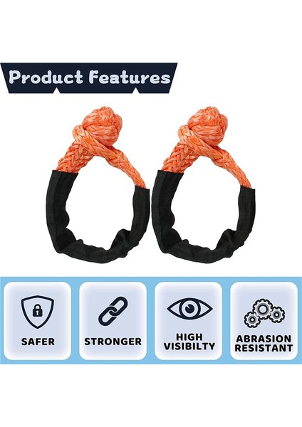 2pcs Turuncu 1/2 Inç x 22 Inç Yumuşak Kanca ve Döngü Halat Sentetik Çekiş Kurtarma Kayışı 43000LBS Breaking Gücü (Yurt Dışından) modelleri