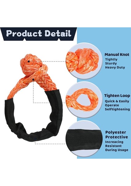 2pcs Turuncu 1/2 Inç x 22 Inç Yumuşak Kanca ve Döngü Halat Sentetik Çekiş Kurtarma Kayışı 43000LBS Breaking Gücü (Yurt Dışından) fırsatları