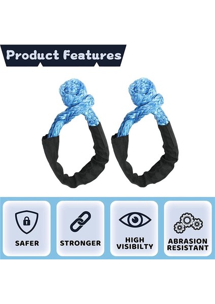 2pcs Mavi 1/2inch x 22 Inç Yumuşak Kanca ve Döngü Ip Sentetik Çekiş Kurtarma Kayışı 43000LBS Kırılma Gücü (Yurt Dışından) fiyatları