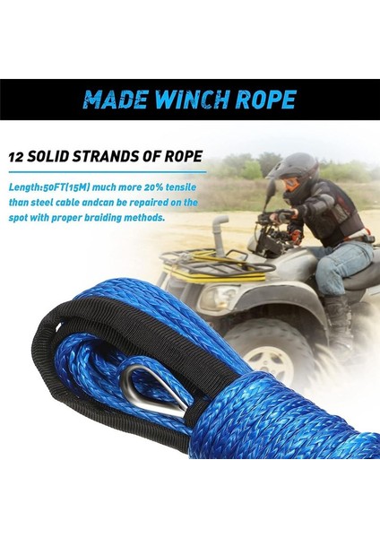 Sentetik Vinç Ipi Vinç Hattı Kablo Ipi 1/4 Inç x 50 Feet Uv Utv Atv Vinç Kamyonu Için Dirençli Mavi (Yurt Dışından) modelleri