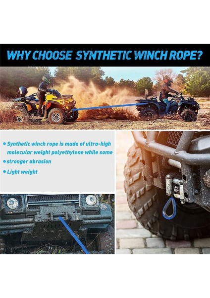 Sentetik Vinç Ipi Vinç Hattı Kablo Ipi 1/4 Inç x 50 Feet Uv Utv Atv Vinç Kamyonu Için Dirençli Mavi (Yurt Dışından) fırsatları