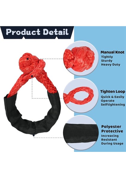2pcs Kırmızı 1/2inch x 22 Inç Yumuşak Kanca ve Döngü Halat Sentetik Çekiş Kurtarma Kayışı 43000LBS Kırılma Gücü (Yurt Dışından) fırsatları