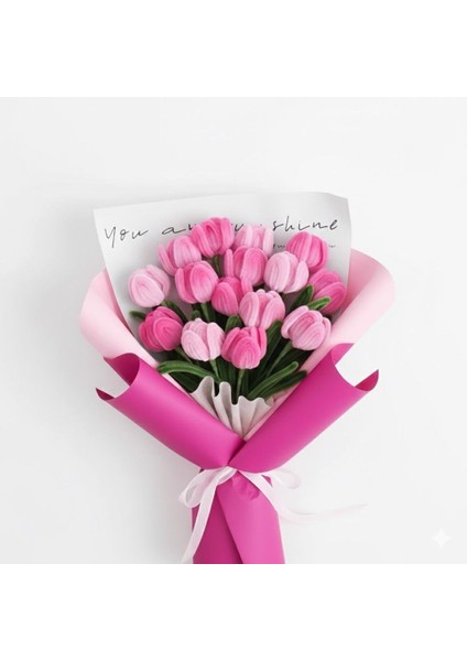 75 Adet 3'lü Şönil Şeker Pembe , Soft Pembe ve Haki Yeşil ,çiçek Yapımına Uygun Tüylü Tel fiyatları