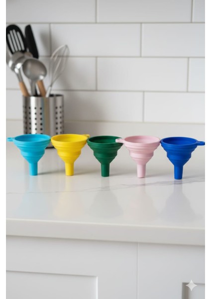 Katlanabilir Silikon Huni | Dar Ağızlı Şişe ve Kavanoz Doldurma Hunisi | Mutfak Yağ Baharat Hunisi