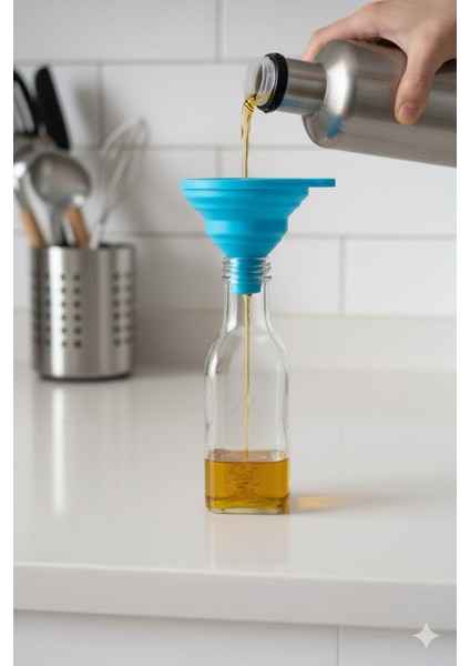 Katlanabilir Silikon Huni | Dar Ağızlı Şişe ve Kavanoz Doldurma Hunisi | Mutfak Yağ Baharat Hunisi modelleri
