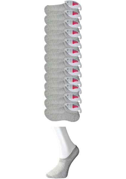 Gri Kadın Görünmez Çorap 12 Çift