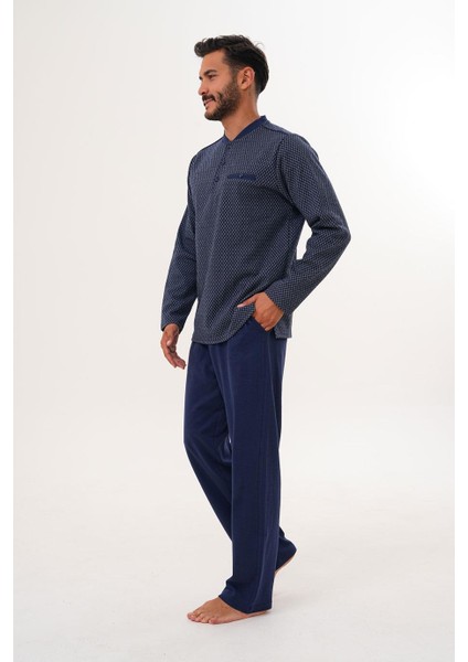 Erkek Küçük Kareli Patlı Lacivert Pijama Takımı 8012 indirimleri