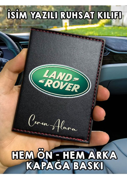 Land Rover Ön Arka Baskılı Oto Araç Ruhsat Kabı Kartlık Deri Isim Yazılı Kişiye Özel Cüzdan
