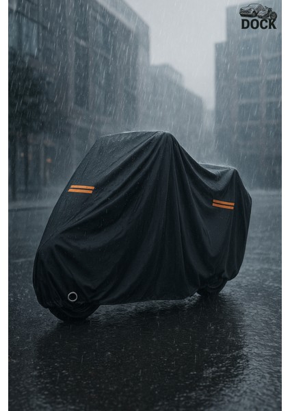 Turuncu Reflektörlü Yuki Motor Casper-Pro 50 Çanta ve Kilit Uyumlu Siyah Motosiklet Brandası fırsatları