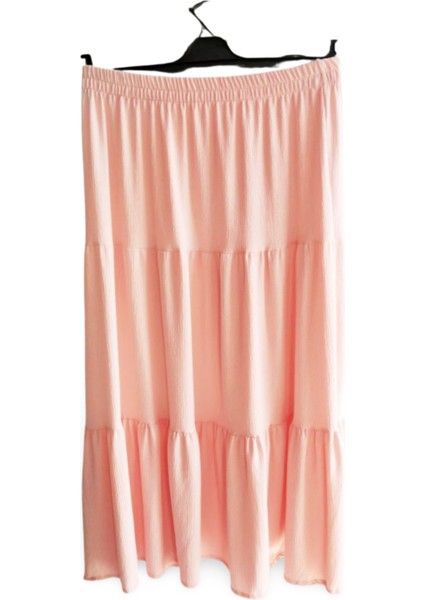 Beli Lastikli Bürümcek Kumaş Etek Anne Eteği Uzun Namaz Eteği Somon 44-52 Beden fiyatları