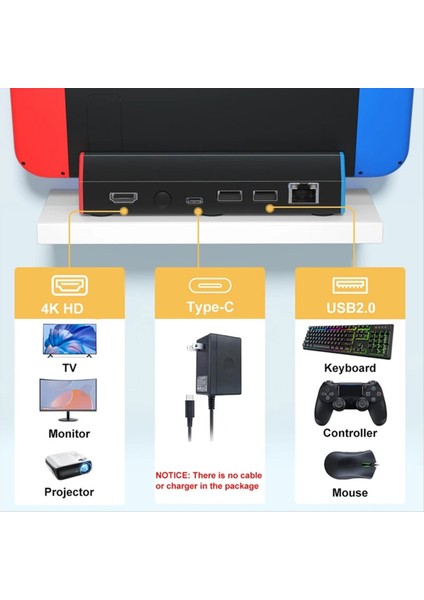 Lan Port, 4K HDMI Uyumlu, USB 2.0 ve Type-C-Şarj Istasyonu ve Hub ile Anahtar/oled Tv Iskelesi Için (Yurt Dışından) fırsatları