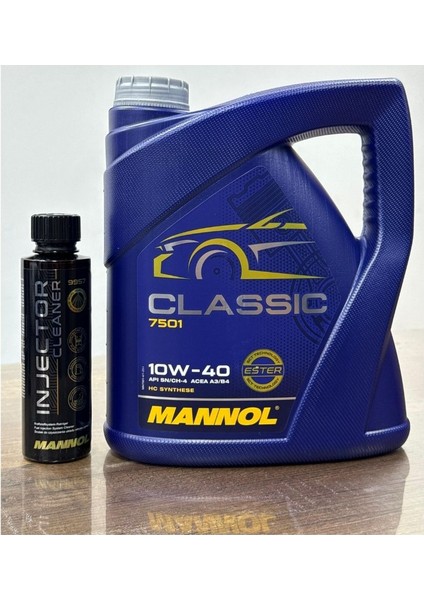 2025 10W40 Mannol Classic Yüksek Performanslı 4l Motor Yağı ve Yüksek Etkili Injector Cleaner 250ML Benzin Enjektör Temizleyici