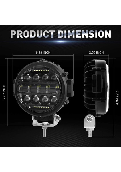 2x Yuvarlak LED Iş Işığı 60W Taşkın Noktası Combo Işın (Yurt Dışından) fiyatları