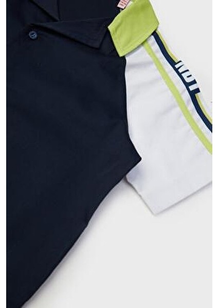 Lacivert Gömlek Erkek Çocuk Günlük Kısa Kol Düz Desenli Şık Tasarım