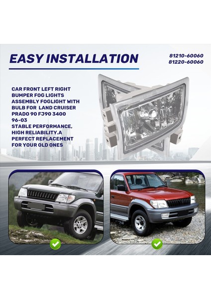 Araba Ön Sol Sağ Tampon Sis Farları ntaj Toyota Land (Yurt Dışından) indirimleri