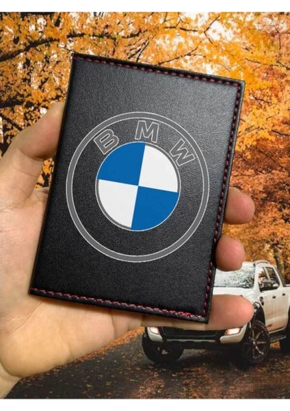 Bmw Desenli Ruhsat Kabı Logolu Oto Ruhsat Kılıfı Vinleks Deri Dikişli Araç Ruhsat Koruyucu