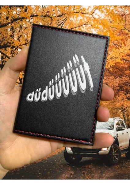 Düdüüt Desenli Ruhsat Kabı Logolu Oto Ruhsat Kılıfı Vinleks Deri Dikişli Araç Ruhsat Koruyucu