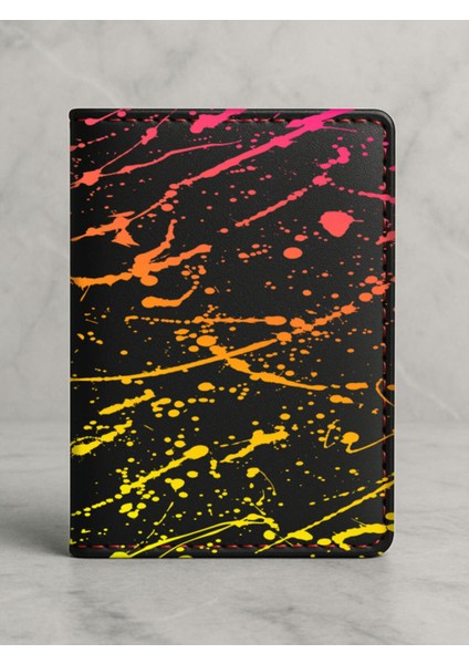 Ruhsat Koruyucu Baskılı Kart Bölmeli Siyah Vinlex Deri Ruhsat Kabı Kılıfı Fırça Darbesi