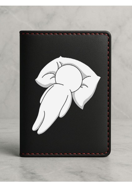 Ruhsat Koruyucu Baskılı Kart Bölmeli Siyah Vinlex Deri Ruhsat Kabı Kılıfı Yorgun Savaşçı