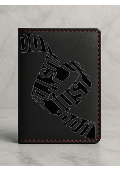 Ruhsat Koruyucu Baskılı Kart Bölmeli Siyah Vinlex Deri Ruhsat Kabı Kılıfı Justdo