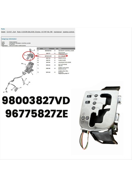 Otomatik Dişli Değiştirme Kontrol Paneli Ekran Düğmesi Kapak 98003827VD 96775827ZE Peugeot 307 308 Cıtroen C3-Xr 14-22 A (Yurt Dışından) fiyatları