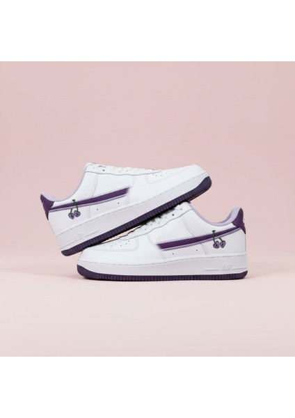 Happy Valentines Day Force 1 Kirazlı Sneaker Yüksek ve Kaydırmaz Yüksek Tabanlı Kadın Spor Ayakkabı indirimleri