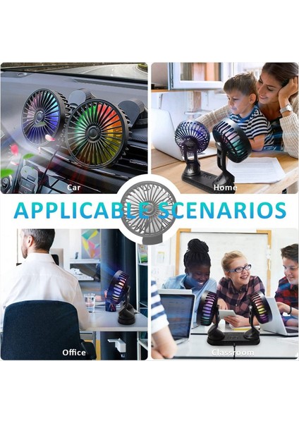 Araba Fanı 360 ° Ayarlanabilir Çift Kafa USB Soğutma Hava Fanı Araba Suv Rv Kamyonu Için Düşük Gürültü Fanı Renkli Işık (Yurt Dışından) fırsatları