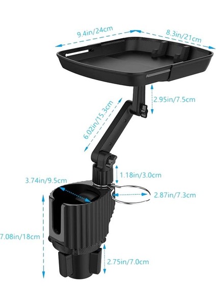 Araba Kupası Tutucu Genişletici Tepsisi Çok Fonksiyonlu Araç Kupası Eklenebilir Tepsi ve Telefon Tutulması Çıkarılabilir Tablo Ayarlanabilir Taban (Yurt Dışından) modelleri